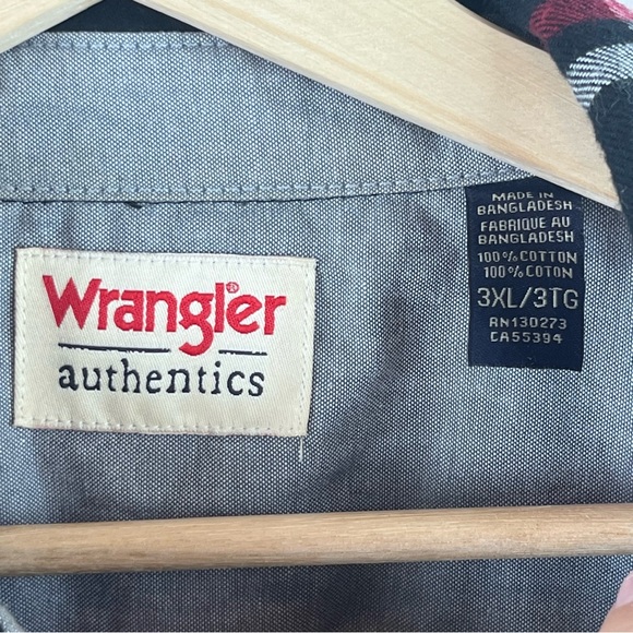 Wrangler Authentics black plaid button up flannel shirt Mens 3XL - Picture 4 of 9